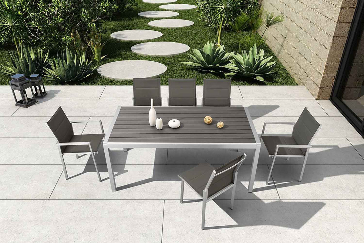 Dining Table and Chair Leisure Touch Ayers 7PCS Outdoor Pool Patio Garden Lightweight Aluminum 210412 + 2XARMCHAIR + 4XCHAIR