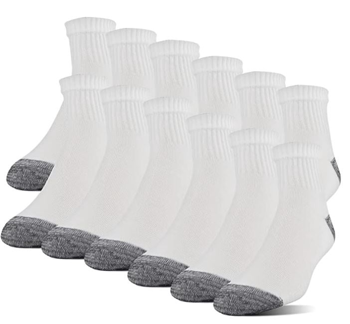 GILDAN Men Socks Half Cushion Ankle White 6 Pairs