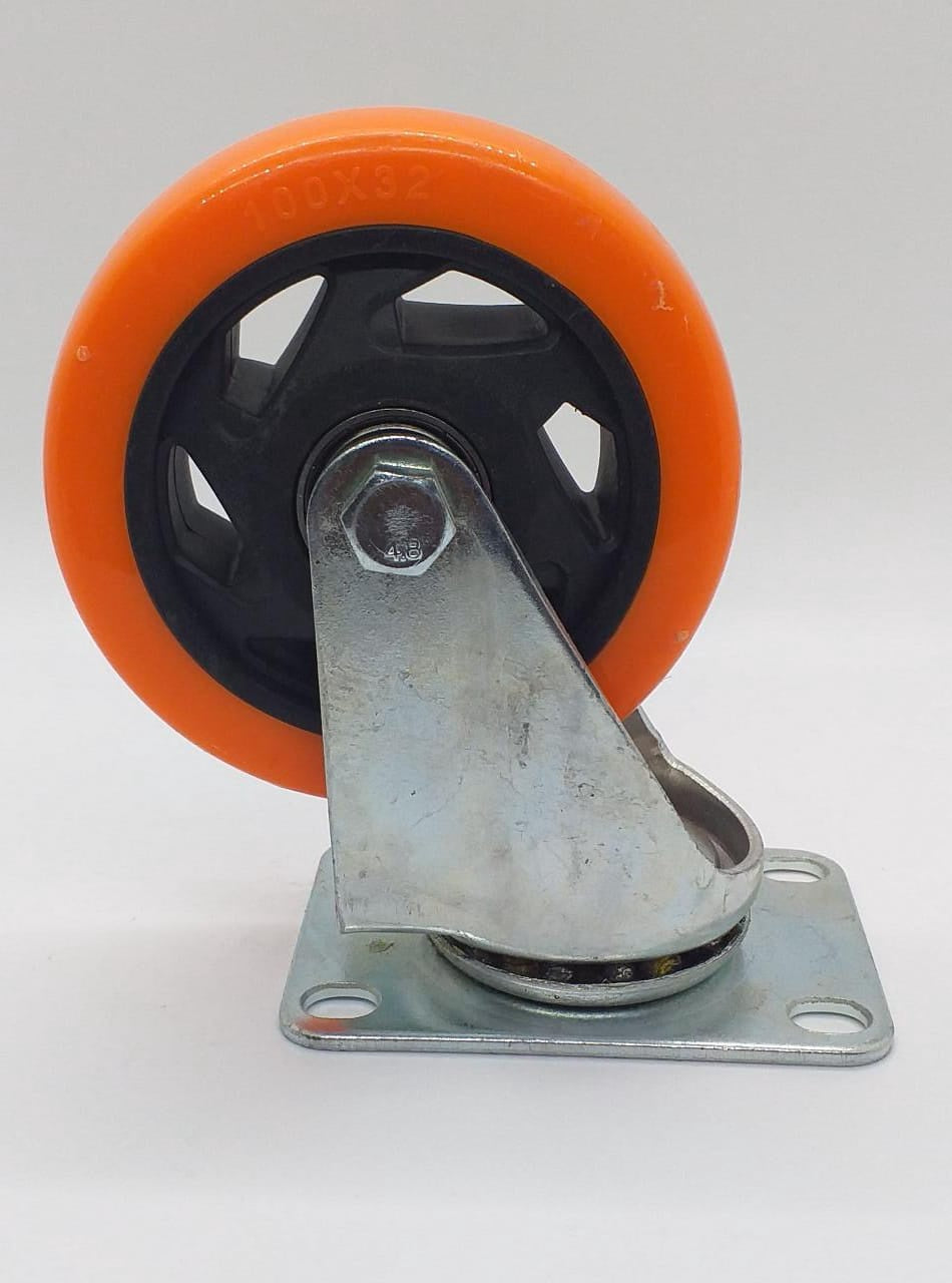Wheel Coaster 4" Swivel Orange 100X32