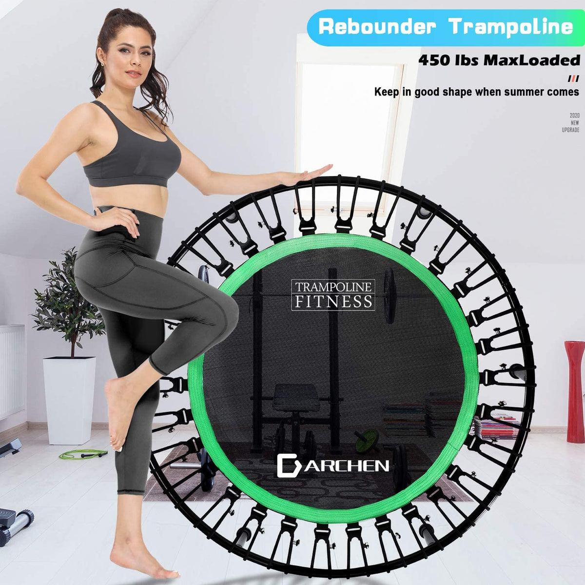 DARCHEN Trampoline Mini for Adults 450 Pounds Indoor for Training Fitness Gives A Quiet and Safe Bounce 40 Inch