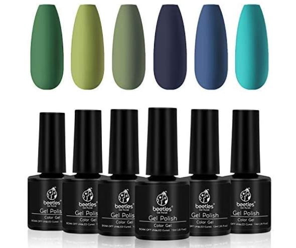 BEETLES Nail Gel Polish Kit - Winter Green, Olive Green, Blue Dark, Turquoise