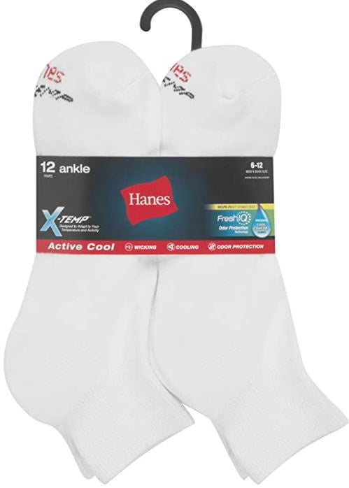 HANES Men Socks X-TEMP 12PAIRS Cushioned 6-12