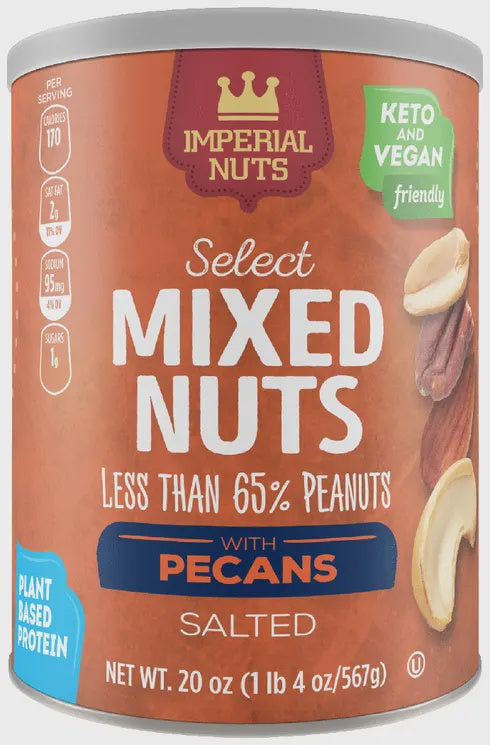 IMPERIAL Nuts Mixed Nuts Pecans Salted 20OZ 567G