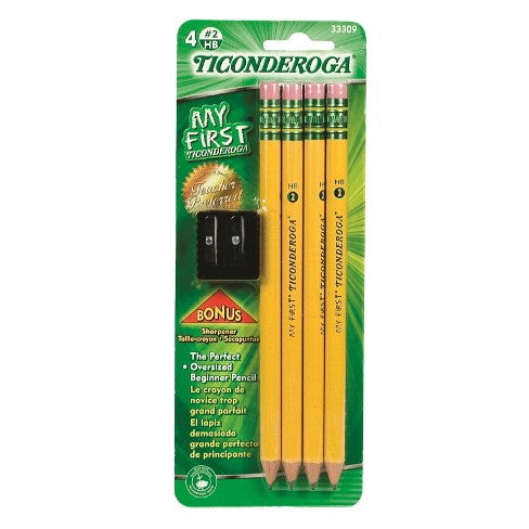 DIXON Stationery Pencil My First Ticonderoga #2 Hb 4PCS Pencils with Sharpener 33309
