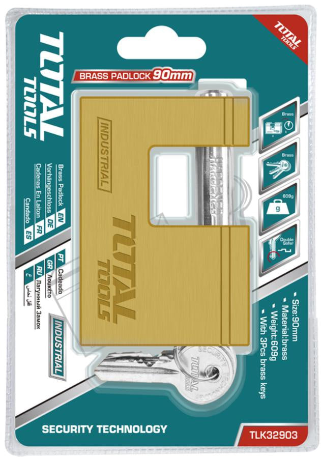 TOTAL Padlock 90MM TLK32903 Brass Block
