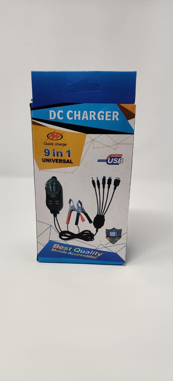 GENERIC Charger Universal 6/24V Clip on to 4 USB with Multi Tips 9IN1 Battery Clips