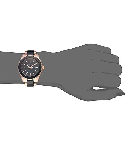 ANNE KLEIN Watch Women's Resin Bracelet Black Gold 3214NVRG