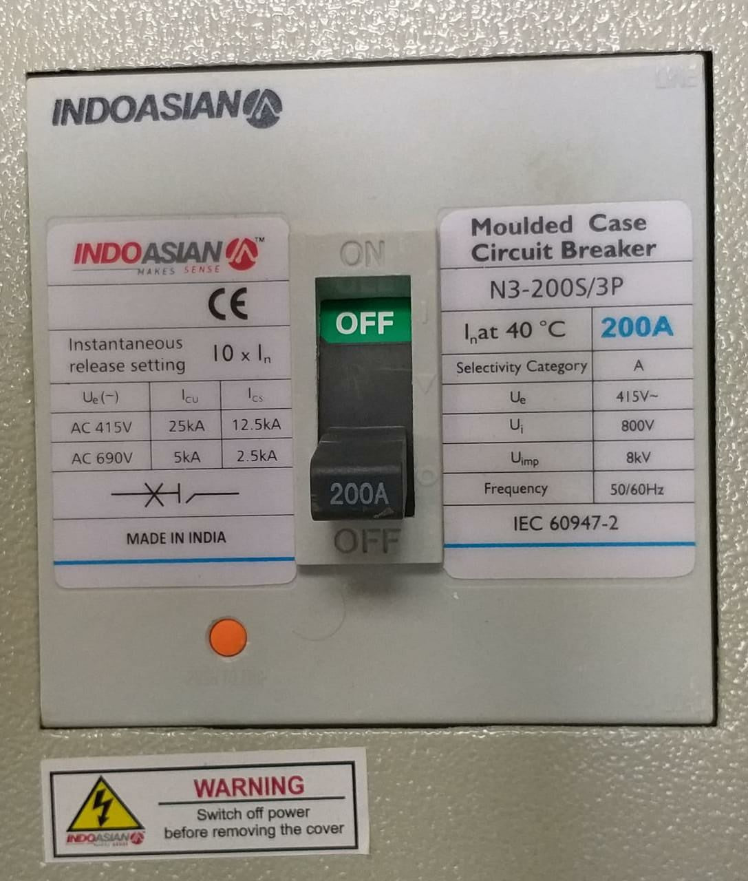 INDOASIAN Main Switch 200AMPS with Panel