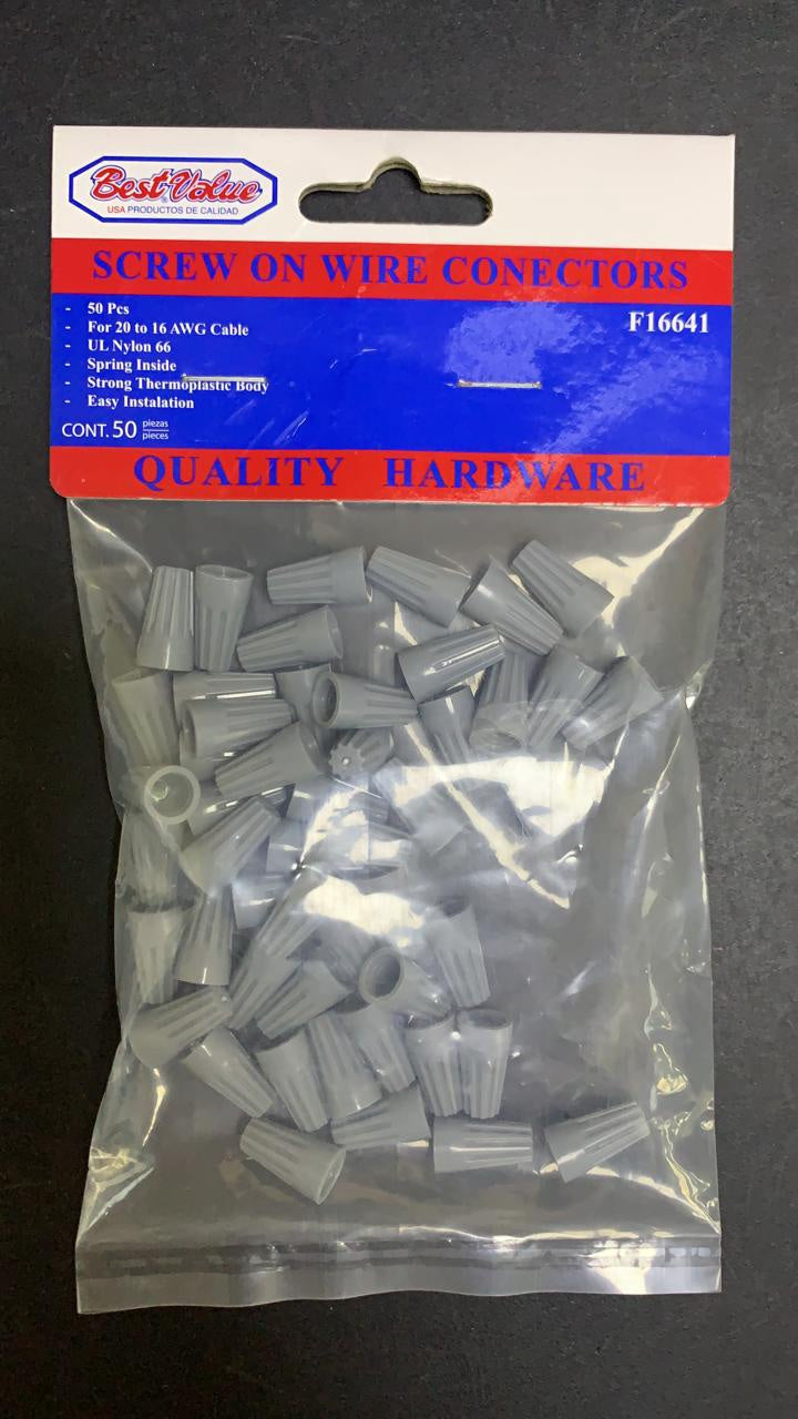 BEST VALUE Wire Connector Screw on Grey B/VALUE #F16641 50PCS Per Pack