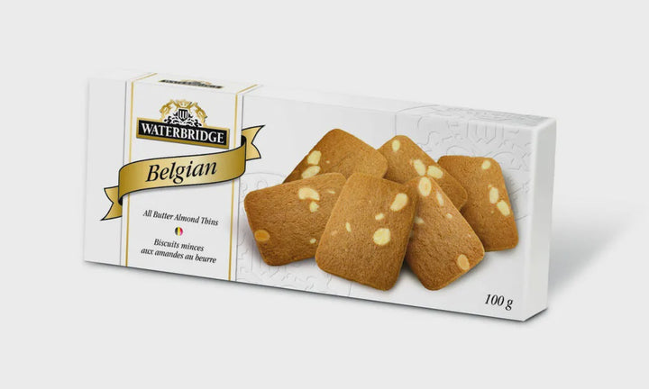 WATERBRIDGE Belgian All Butter Almond Thins 100G
