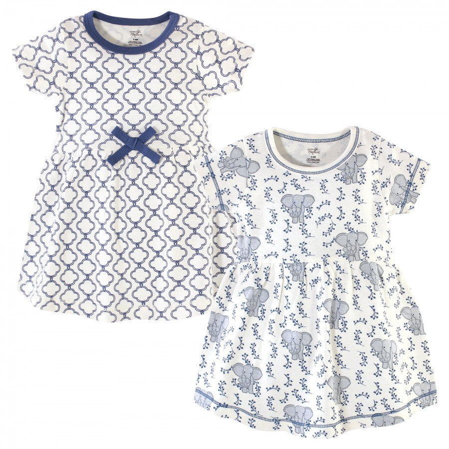 TOUCHED BY NATURE Baby Dress Set 2PC Organic Cotton Elephant