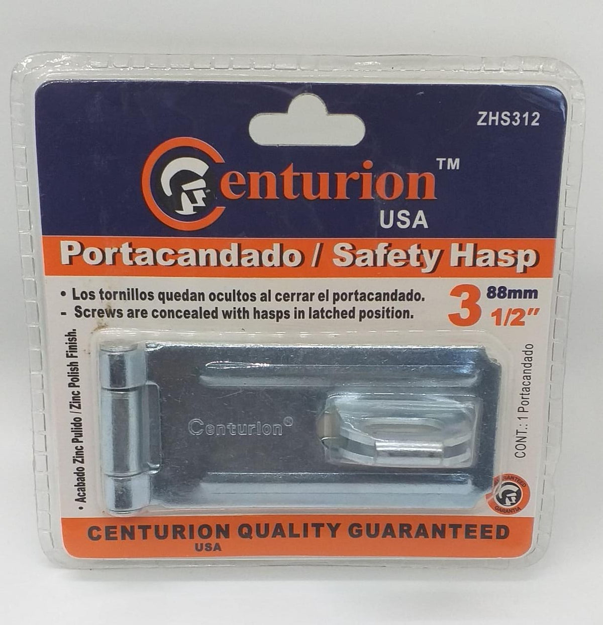 CENTURION Hasp & Staple 3 1/2" Nickle #ZHS312