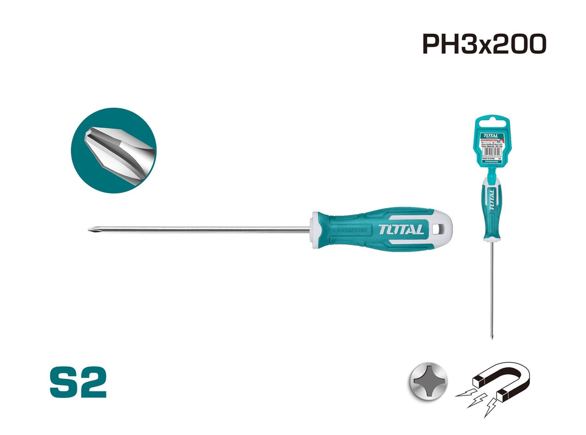 TOTAL Screwdriver PH2 X 200MM Star THT26PH3200 Phillips