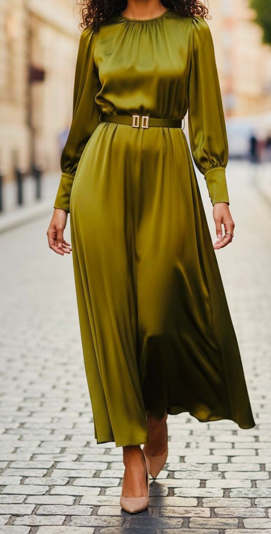 Dress Satin Cuff Chartreuse / Navy /Print Brown / Fuchsia