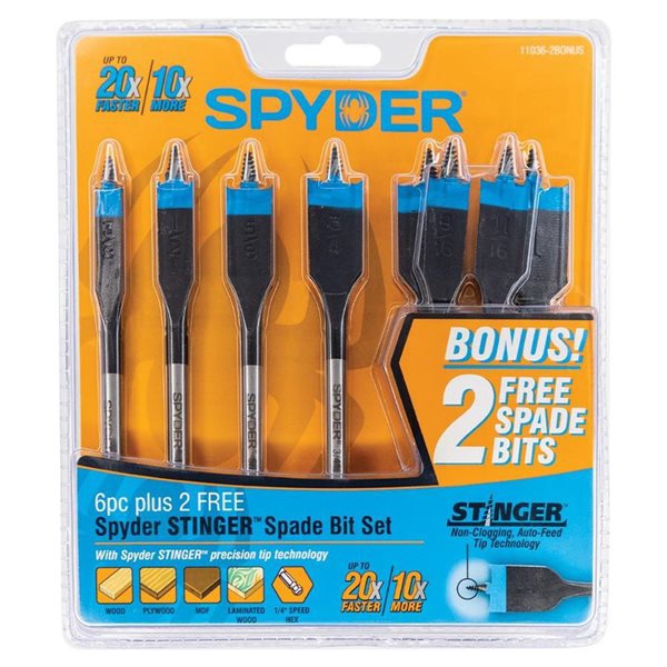 SPYDER Drill Bit Spade 6+2PCS 11036