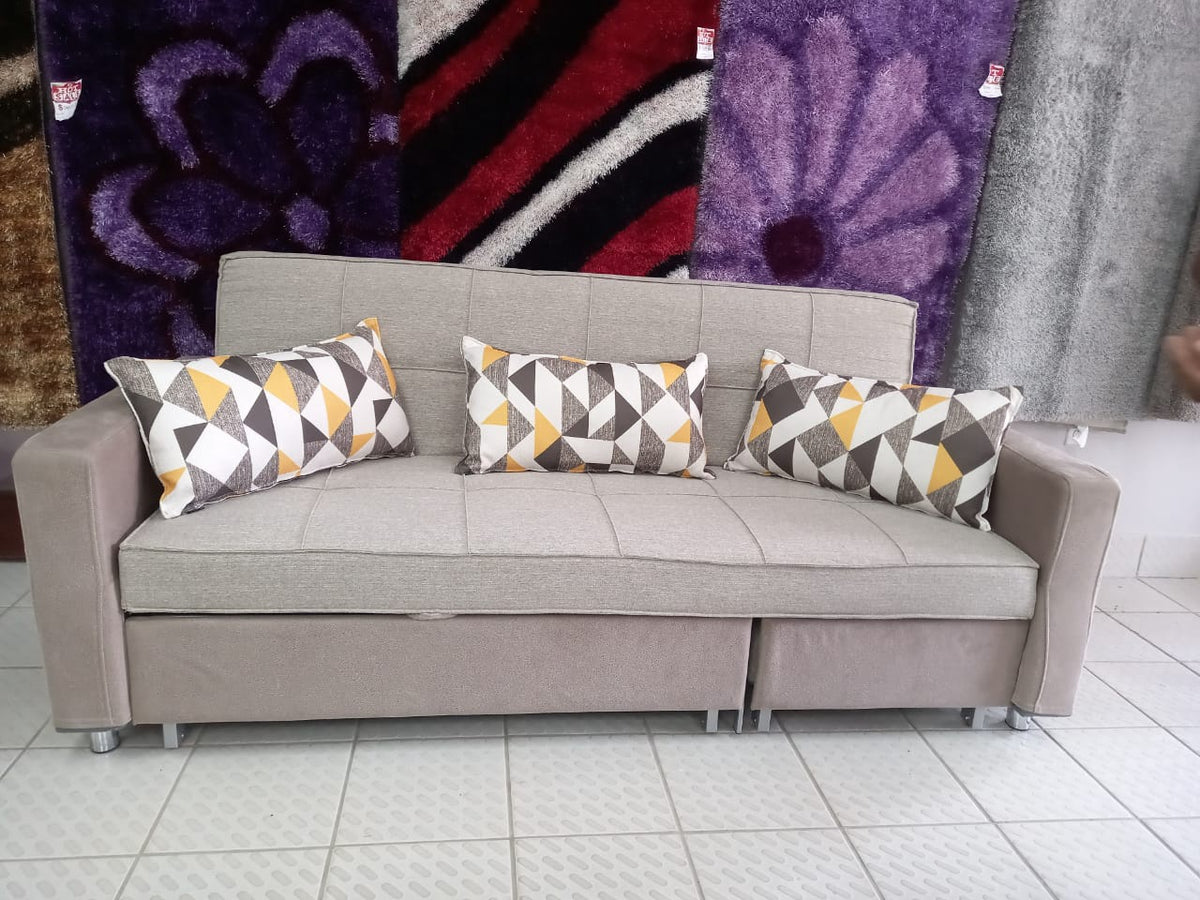 Sofa Bed with Pillows Two Tone Brown