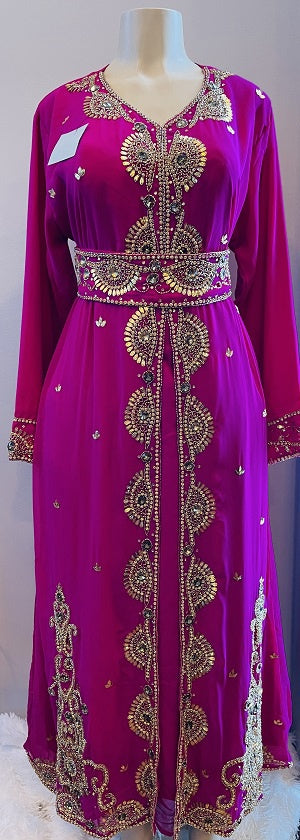 GENERIC Gown Beaded Pink with Gold Stones and Band