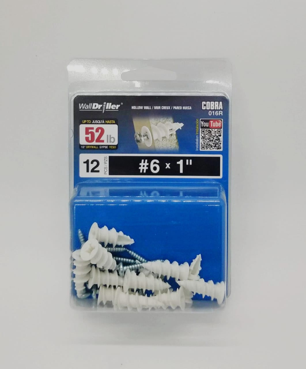 COBRA Anchors 016R Wall Driller #6 X 1" 52LB