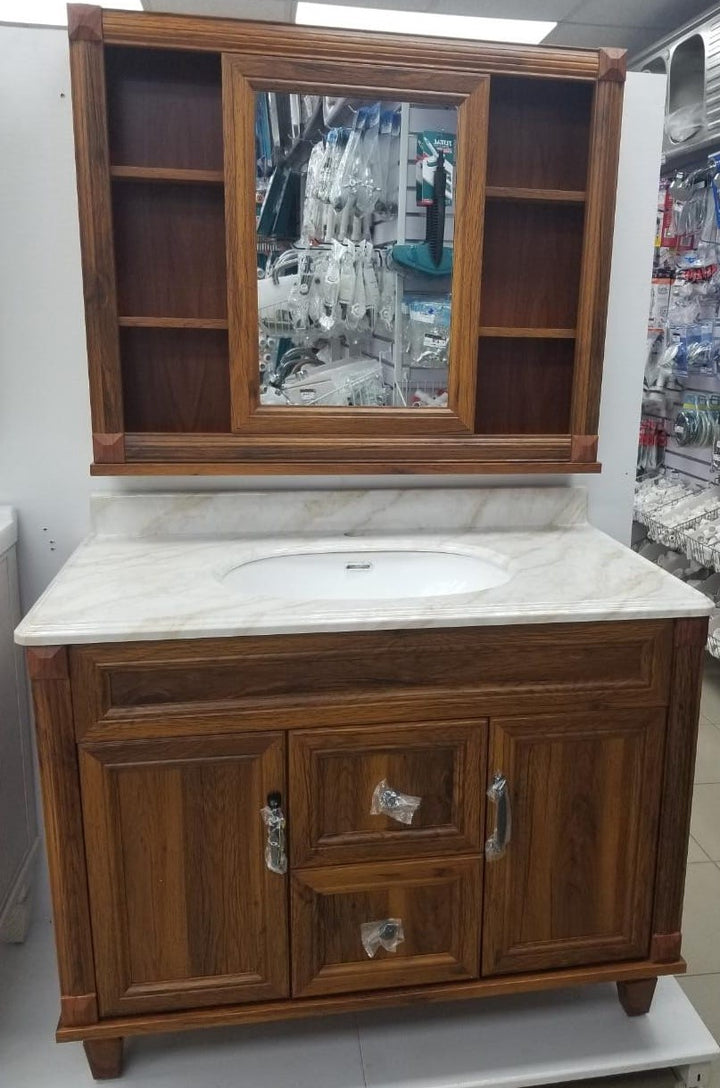 Bathroom Cabinet #6102-100 Brown with Sink and Mirror 102X56X55CM