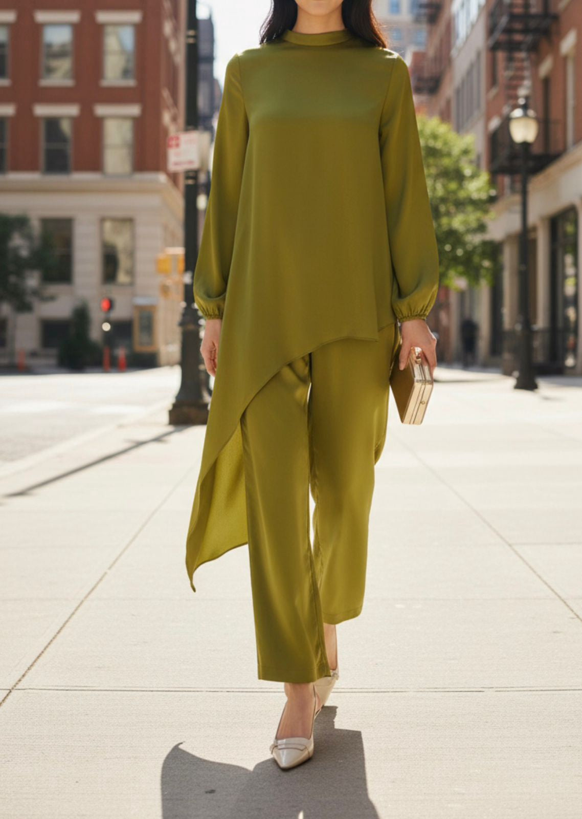 Pants Suit 2PC Set Satin