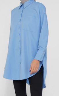 Top Button Down Oversized Blue