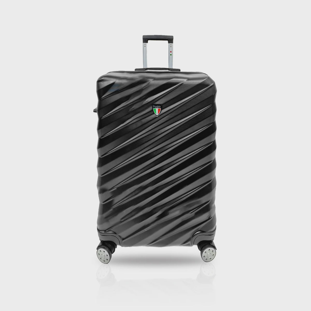 TUCCI ITALY Luggage Suitcase Medium 24" Storto T0324-24IN-BLK ABS Hard Cover 4 Wheel Spinner Black