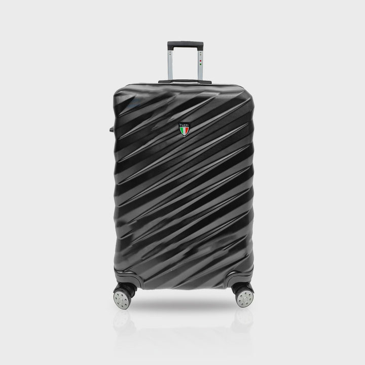 TUCCI ITALY Luggage Suitcase Medium 24" Storto T0324-24IN-BLK ABS Hard Cover 4 Wheel Spinner Black