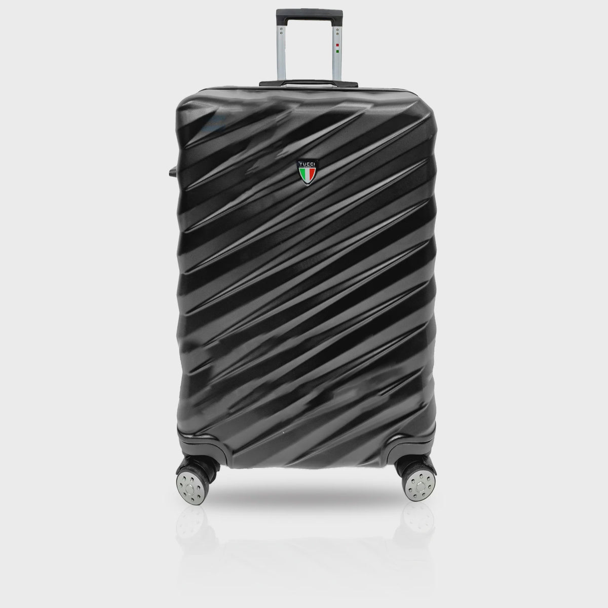 TUCCI ITALY Luggage Suitcase 3PCS Set Storto T0324-03PC-BLK 20" + 24" + 28" ABS Hard Cover 4 Wheel Spinner Black