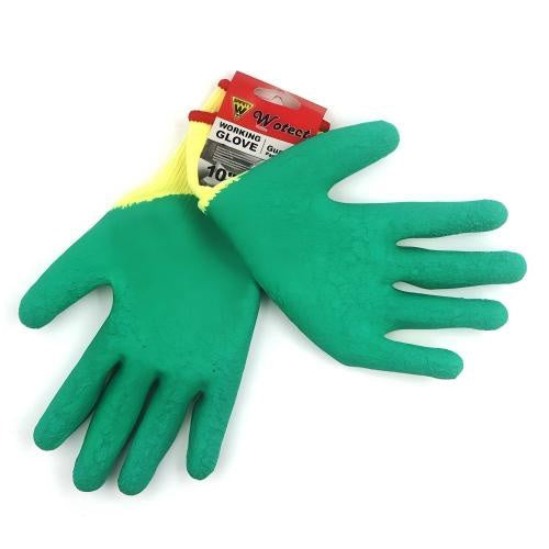 WOTECT Gloves LATEX/COTTON Green & Yellow GSH-WWG1100