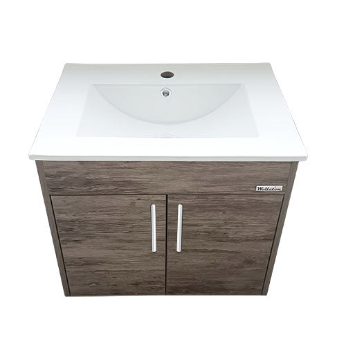 WOLLATON Bathroom Wall Hung Cabinet Woodgrain with Mirror 2 Doors PVC 23"X18"X19" GNC-DC14WO24H