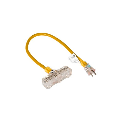 UNITED CABLE Extension Cord Outdoor 2FT Triple Tap Yellow Heavy Duty UCU201P4RY-2FT