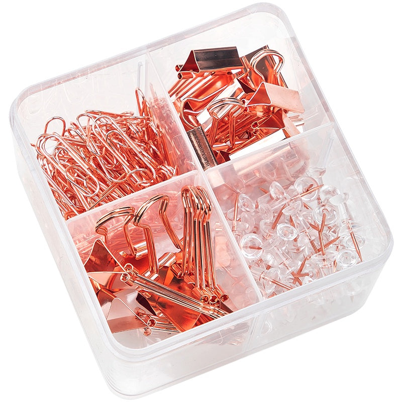DELI Stationery Paper Clip 78551 Rose Gold Desk Accessories Set