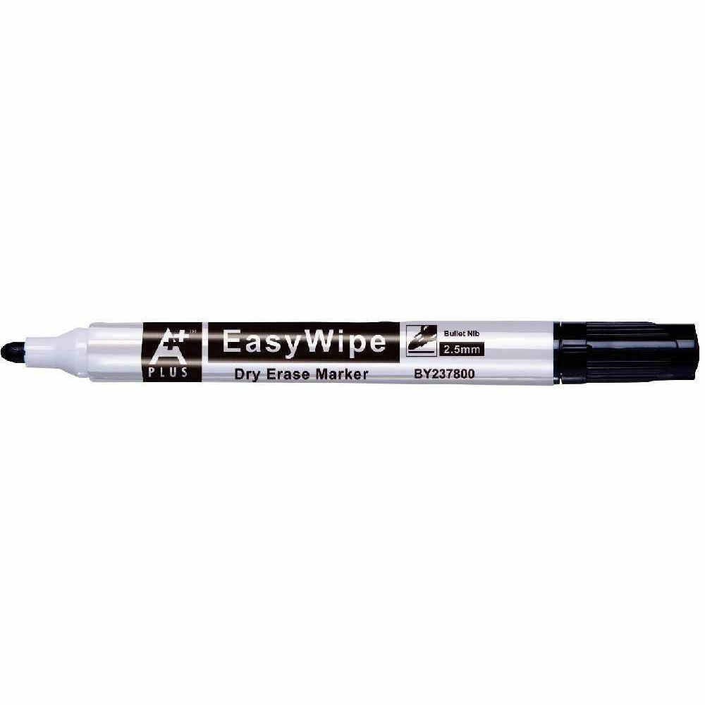 BEIFA Stationery Whiteboard Dry Erase Marker A+ Plus Black Easywipe BY237800 Bullet Nib Sold Each
