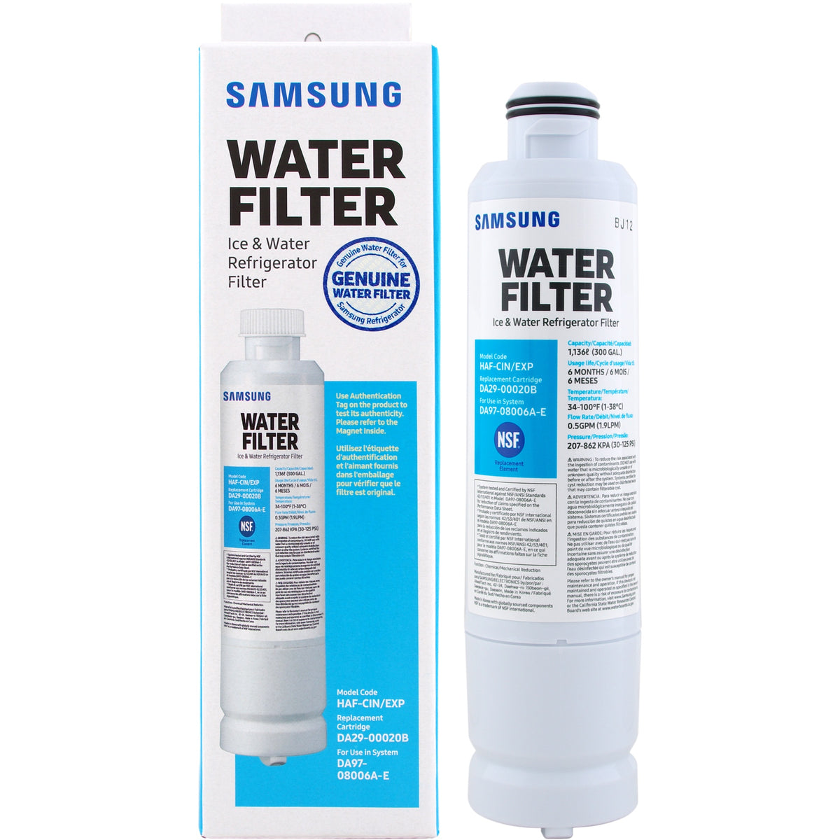 SAMSUNG Refrigerator Filter DA29-00020B Nsf Water HAF-CIN/EXP DA97-08006A