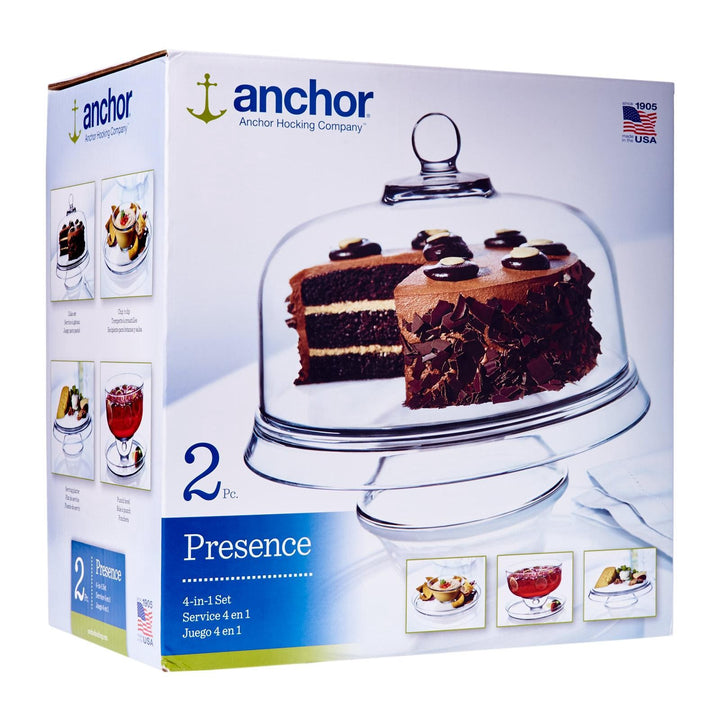 ANCHOR HOCKING Cake Stand Glass Anchor