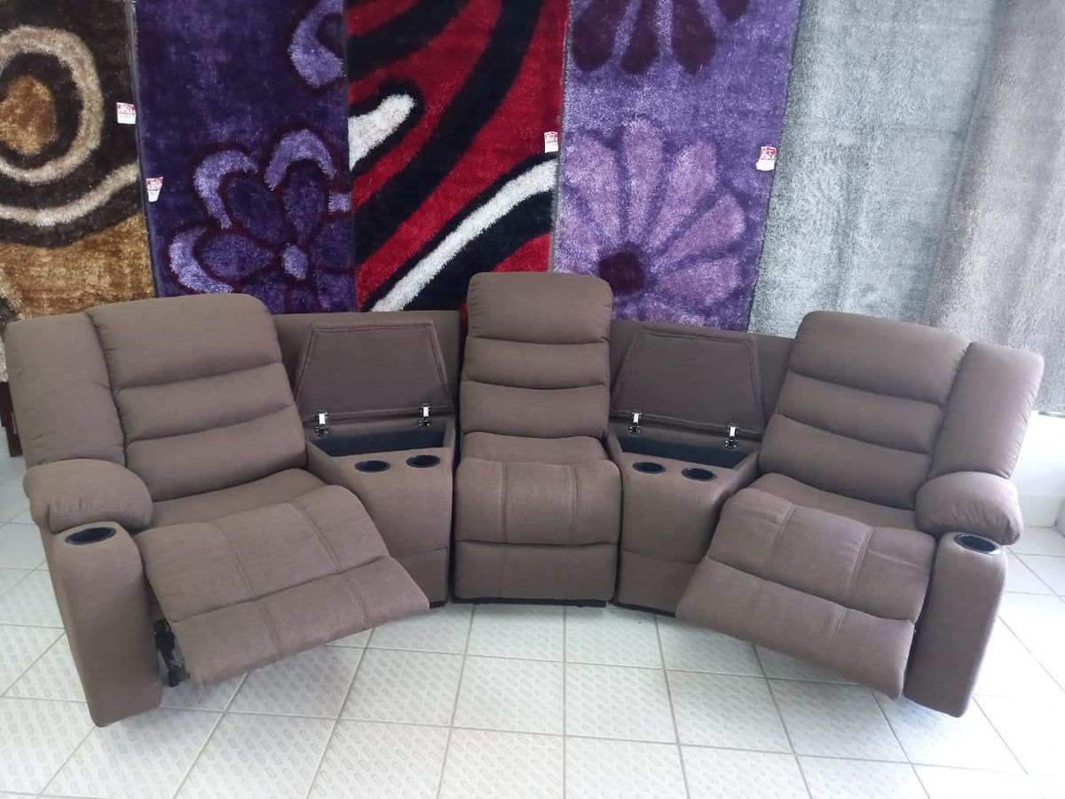Sofa Recliner Set Sectionals Brown with Cup Holder