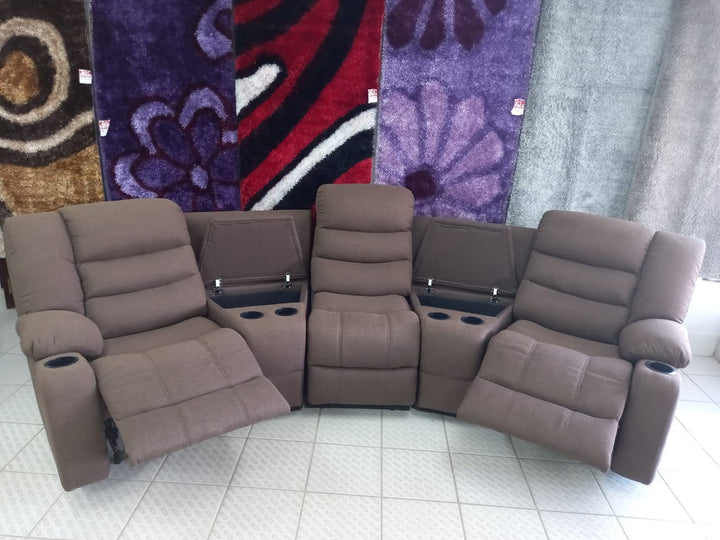 Sofa Recliner Set Sectionals Brown with Cup Holder