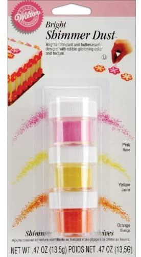 WILTON Baking Shimmer Dust Pink, Yellow, Orange 3PCS Pack 0.47OZ 13.5G 703-211