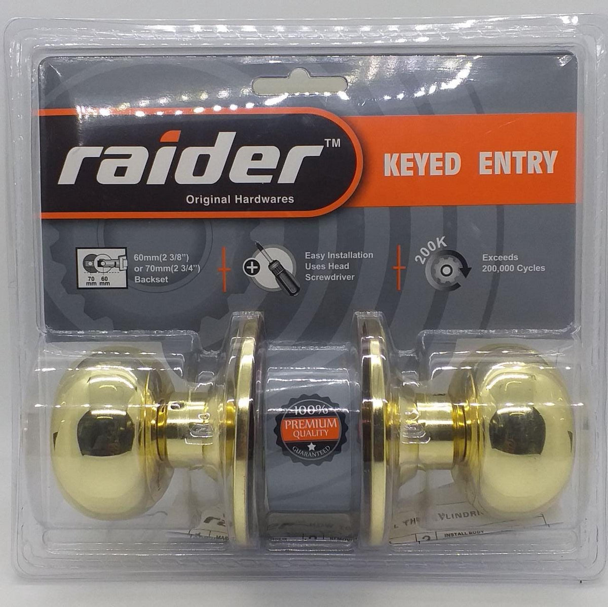 RAIDER Lock Knob Pb Keyed #3691 PB-ML-ET