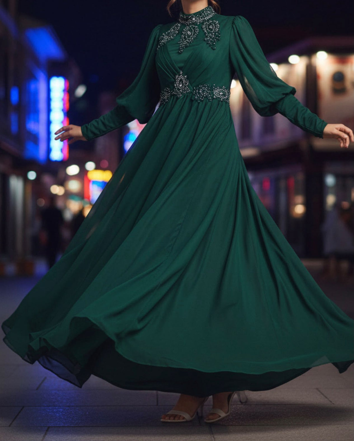 Dress Evening Occasion Emerald / Rose