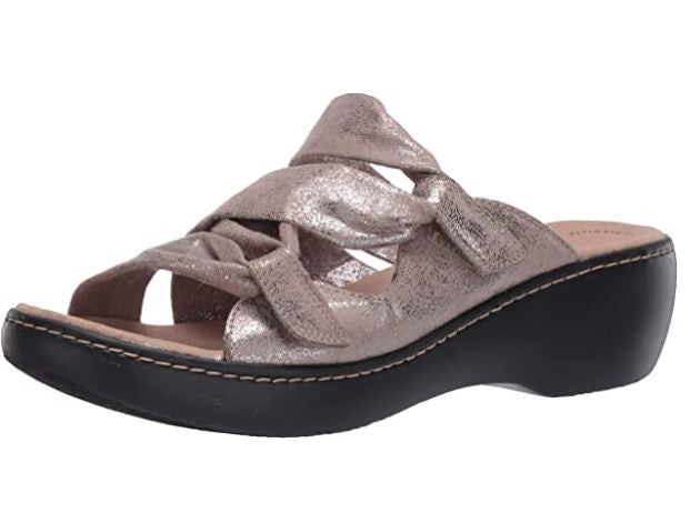 CLARKS Footwear Women's Delana Jazz Sandal Pewter Metallic Synthetic