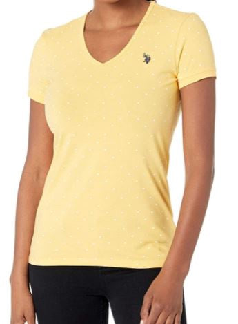US POLO ASSN. Women T-SHIRT V-NECK Marigold Dots