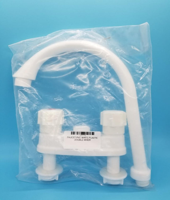 Faucet PVC White Plastic Double Mixer