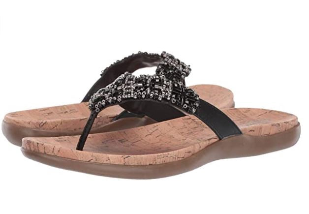 KENNETH COLE Footwear Reaction Women's GLAM-ATHON Thong Sandal Black Smooth