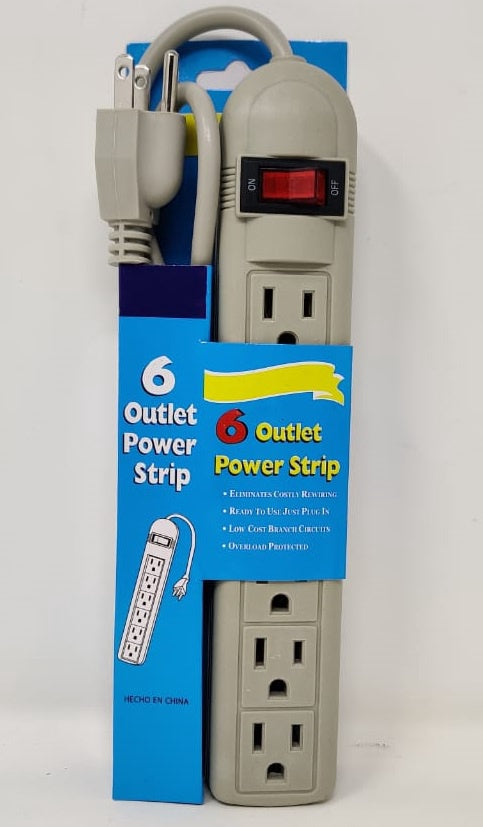 Power Strip 6 Outlet Blue W/YELLOW Strip 125V