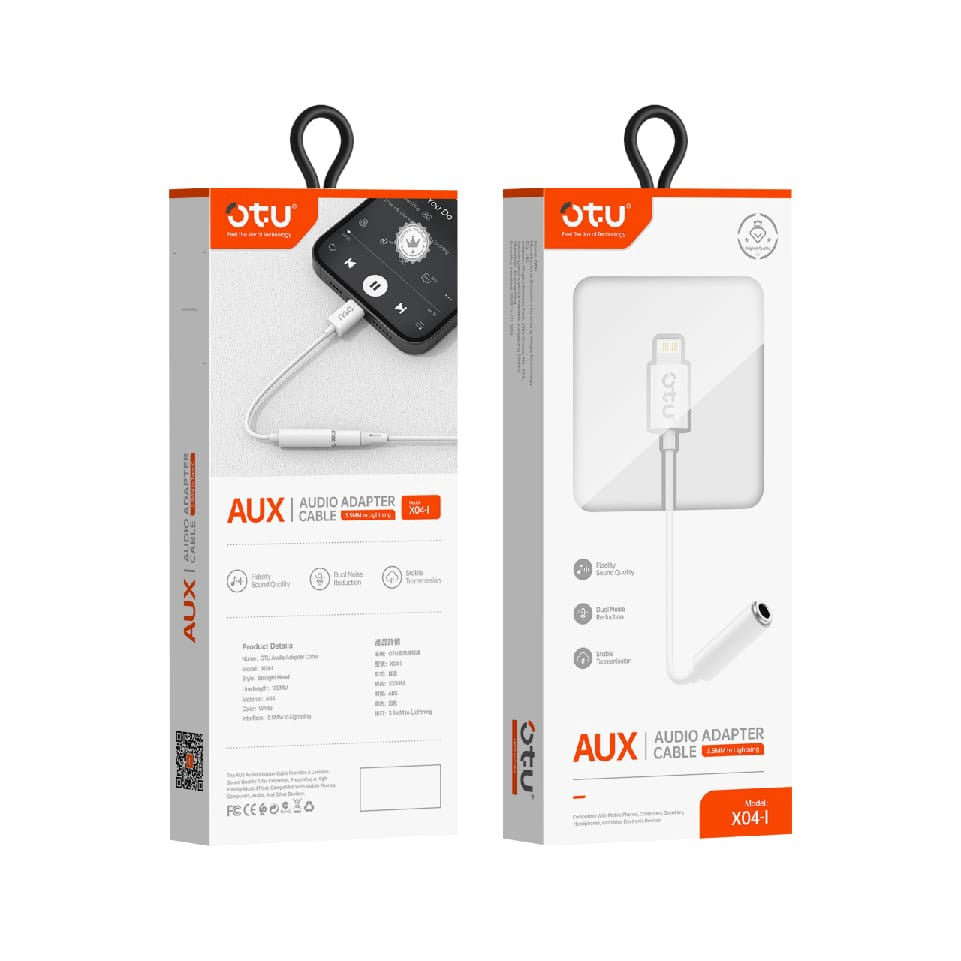 OTU Lead 1 3.5MM Male Stereo to USB Lighting X04-I Aux Adapter