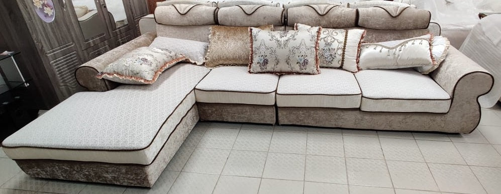 Sofa Set L Shape with Pillows 1802