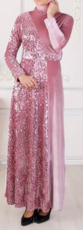 MIHIR Dress Velvet with Sequins Blush