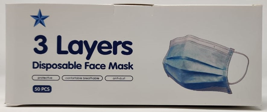 Face Mask Disposable 50PCS Pack 3 Layers (Star)
