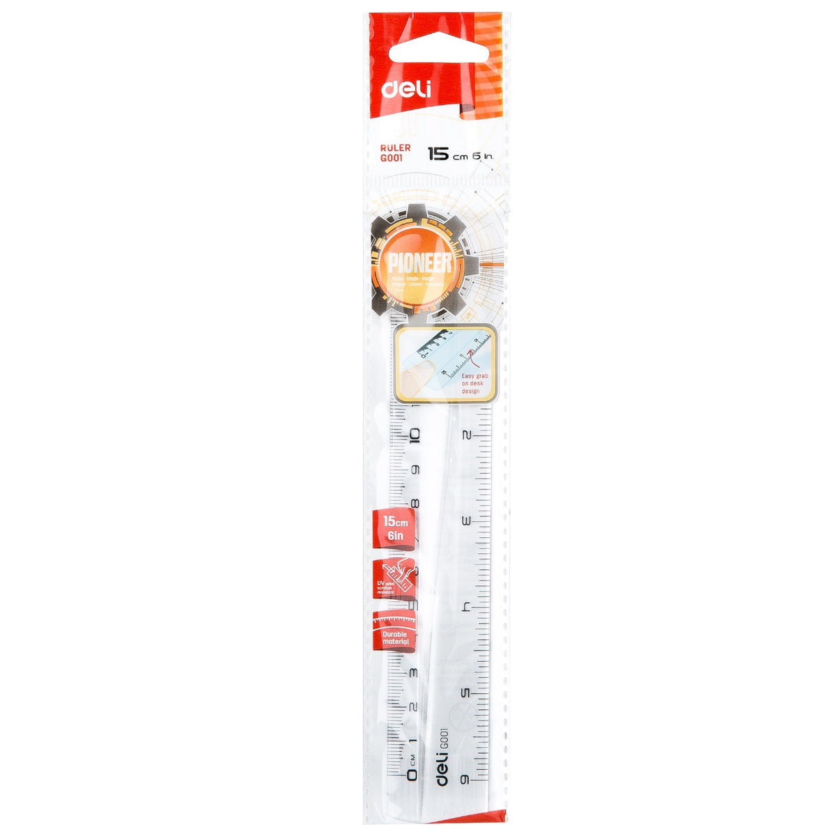 DELI Stationery Ruler Plastic Clear 6" 15CM G00112